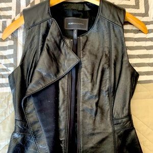 BCBG zip up leather vest